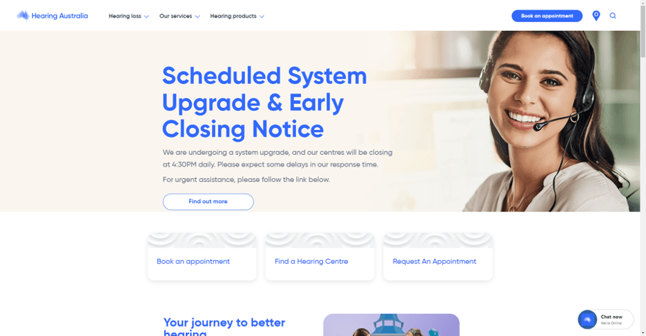 hearing australia website before 