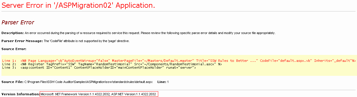 IIS Error Screen