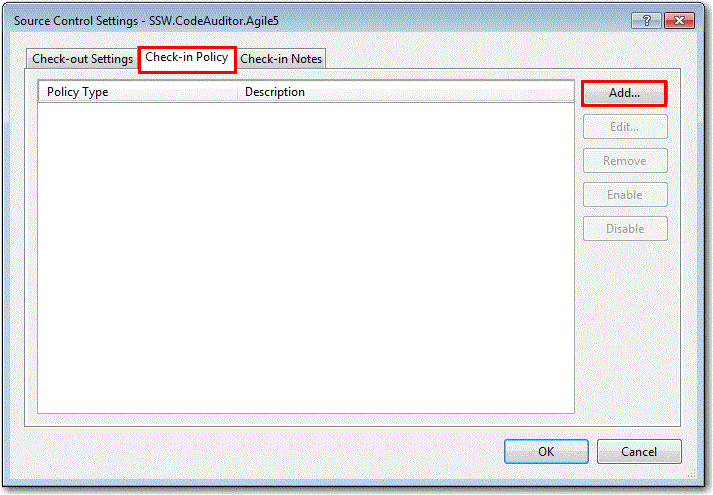 SSW Code Auditor Check-In Policy Registration Step 5