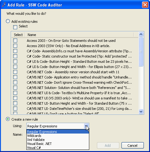 Available methods to create new rule