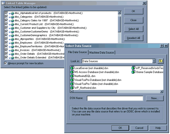 Access linked table manager