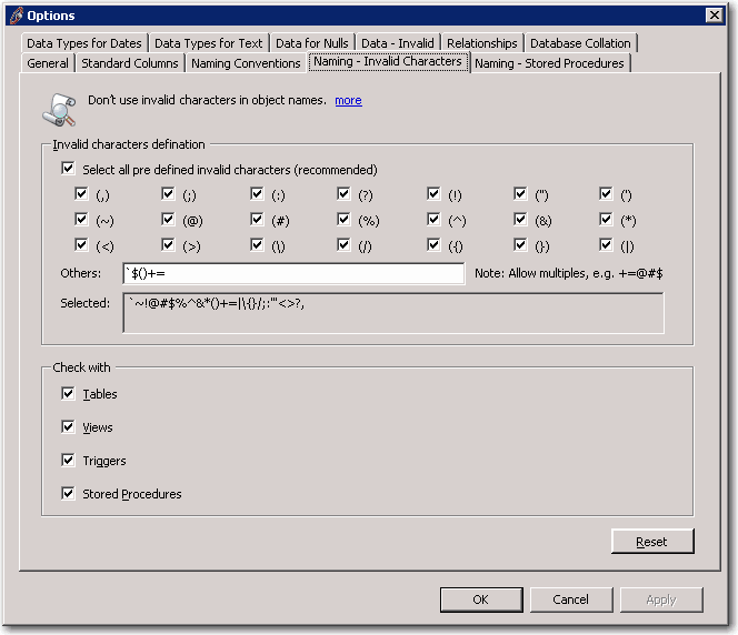 Naming-Invalid Characters