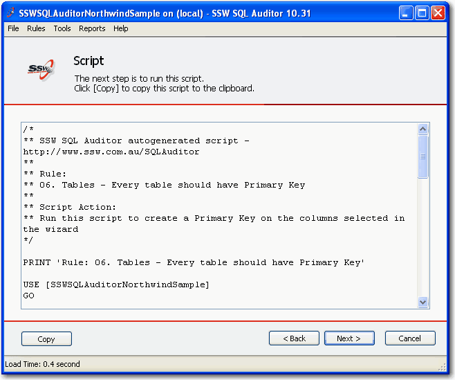 Database Optimisation Script