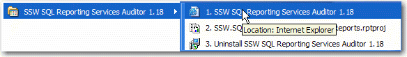 Program folder for SSW SQL Reporting Services Auditor