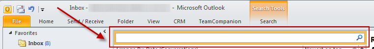 Outlook Search ribbon