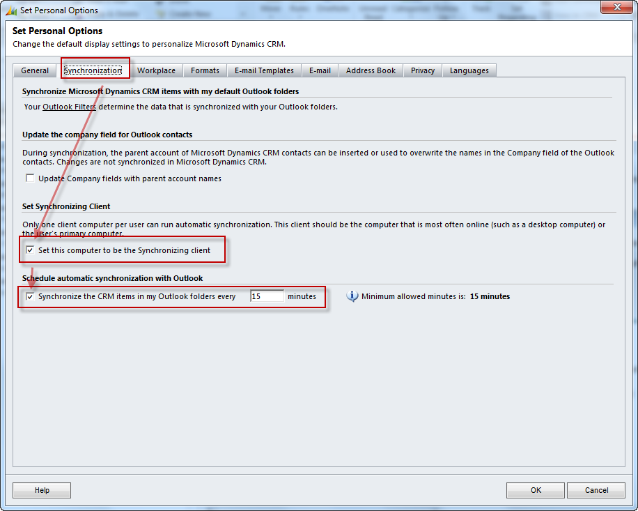 CRM Synchronization Options