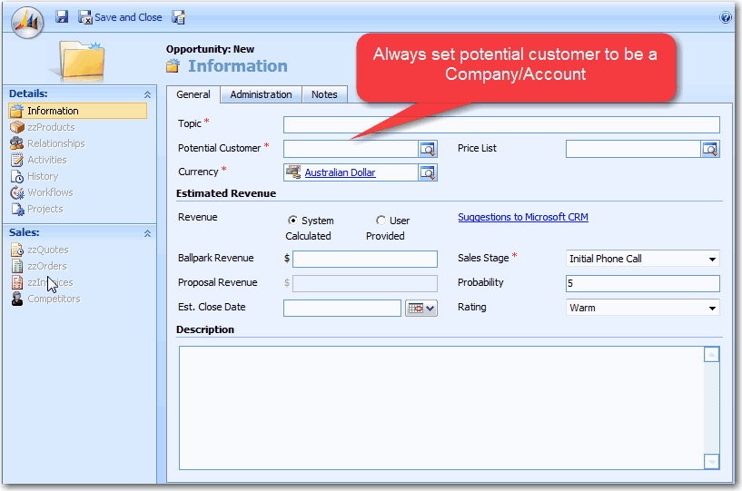 Set Potental Customer for Opportunity