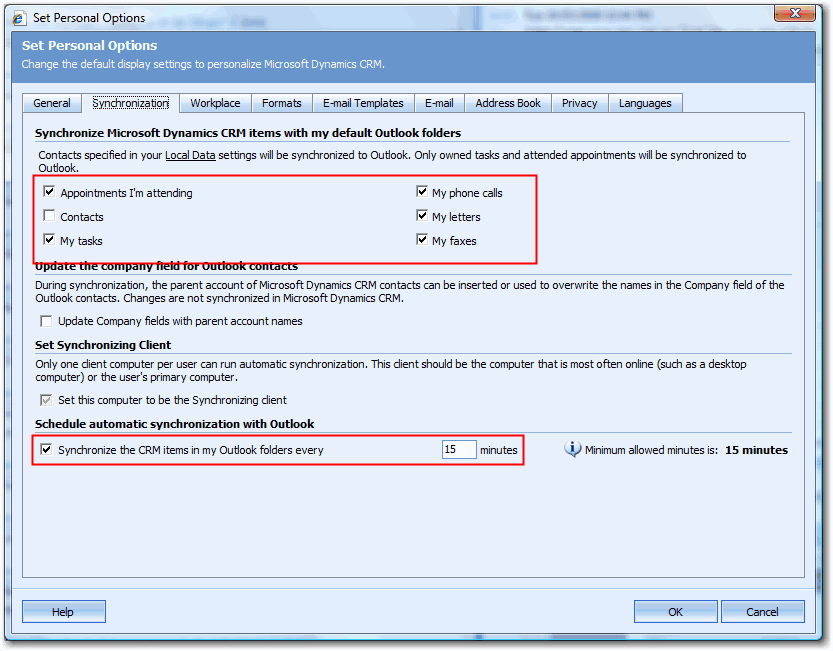 CRM Synchronization Options