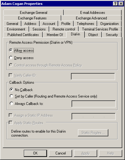 Dial-In properties