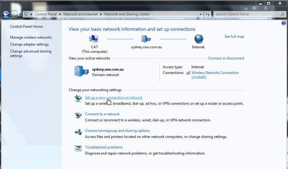 Set up a new connection or network