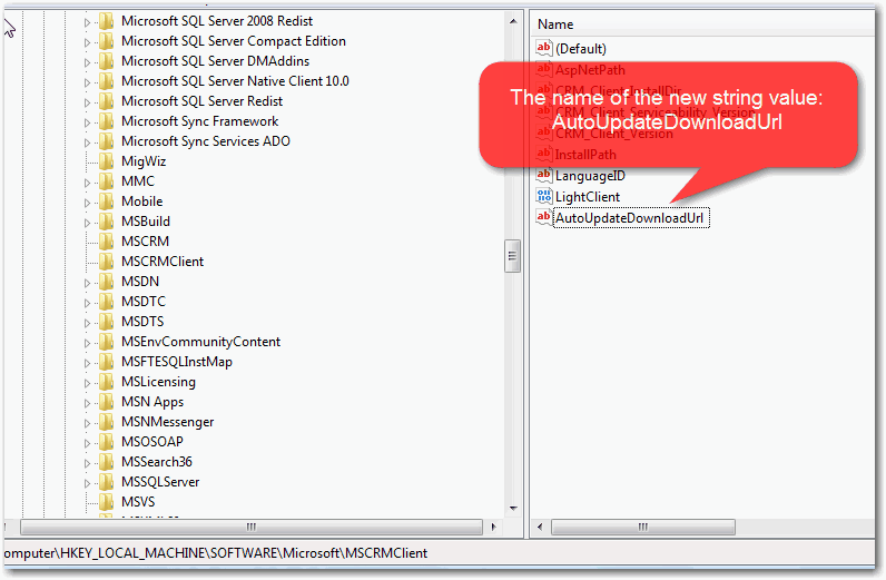 Specify name of string value