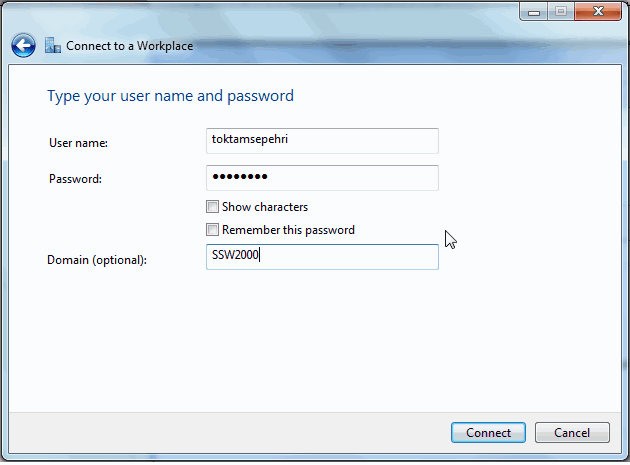 Type your user name and password