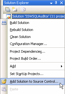 Click "Add Solution to Source Control..."