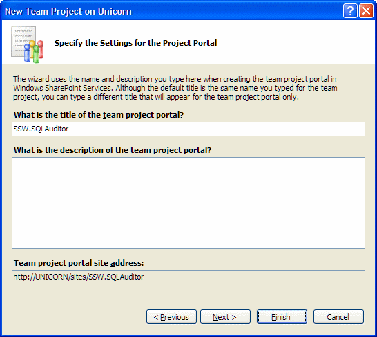 Leave the title of team project portal the same as project name.