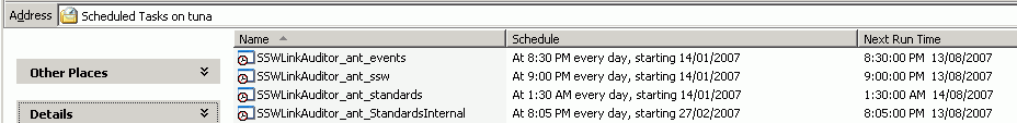 SSW Link Auditor scan schedules