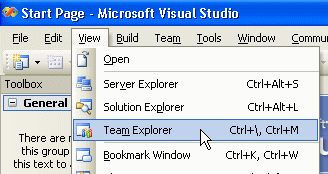 Click "Team Explorer"