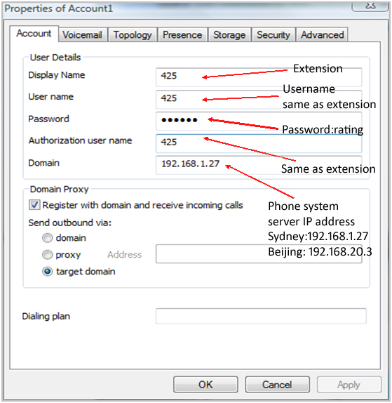 Eyebeam account configuration