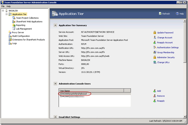 Check if you are in the administration console users list