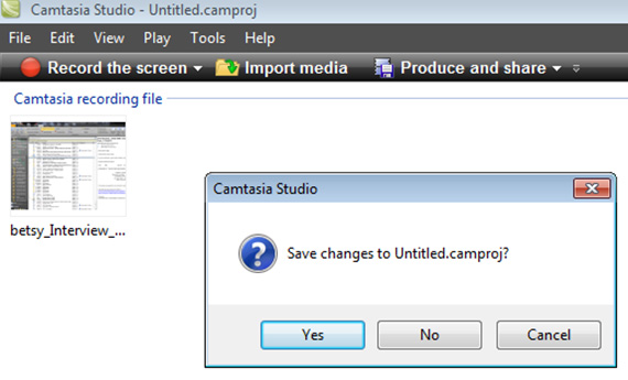 Camtasia save screen