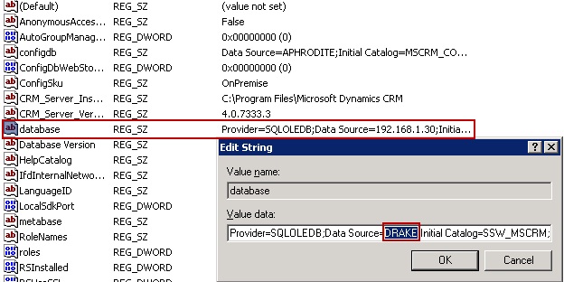 Config database under registry