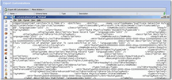 Export Customizations