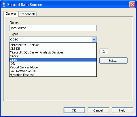 Choosing new Data Source type