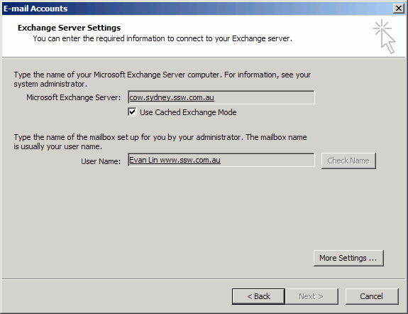 Exchange Server Settings