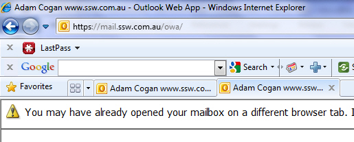 Open two OWA in two tabs 