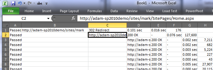 Open result in Excel 