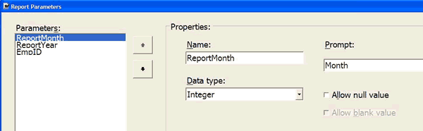 ReportingReport Parameters