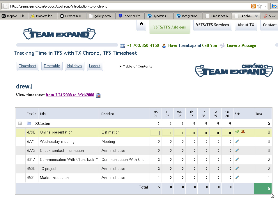 Team Expand timesheet