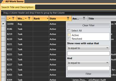 TSWA shouldn't have filters on the column headers.