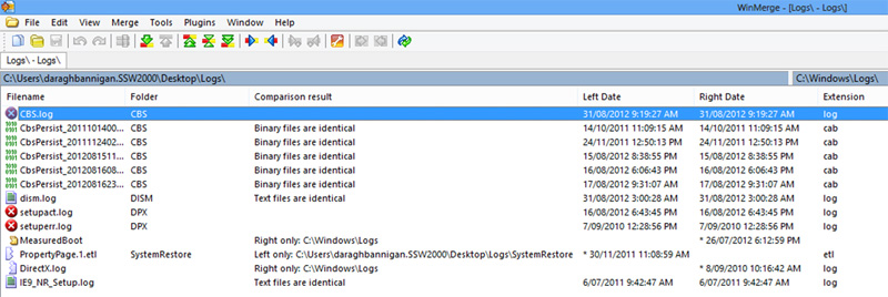 WinMerge /></dt>
                        <dd>Figure: Using WinMerge to compare two folders</dd>
                    </dl>
            </li>

            <li>
			<a name=