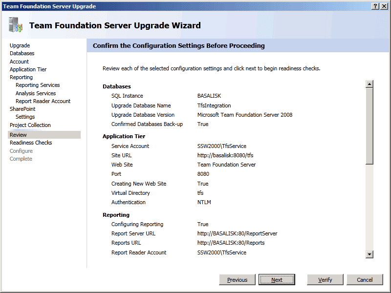 13 TFS Upgrade Wizard   Review